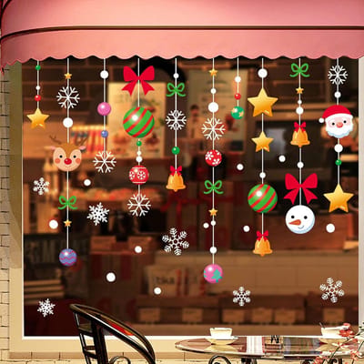 106 Stuks Raamafbeeldingen Kerstmis, Kerstdecoratie, Statisch Hechtende PVC-Kerststickers voor Raamdecoratie