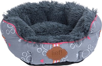 Lief! dierenmand girls grijs/roze 40 cm
