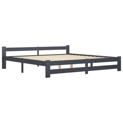 vidaXL - Bedframe - massief - grenenhout - donkergrijs - 200x200 - cm