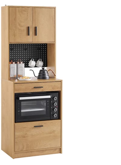 Magnetronkast - Keukenkast - Keukenrek Staand - Ovenkast - Rek - 60 x 40 x 170 cm - Organizers - Dubbele Draagplank - Aanrecht Organiser