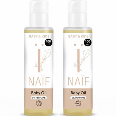 Naïf - Baby Olie - Baby & Kids - Natuurlijke Ingrediënten - Gevoelige Huid - Trekt Snel In - Vegan - 2x100ml