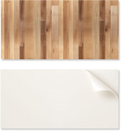 Zelfklevende vinyl wanddecoratie voor binnen, 120x60 cm, met een natuurlijk houtpatroon.