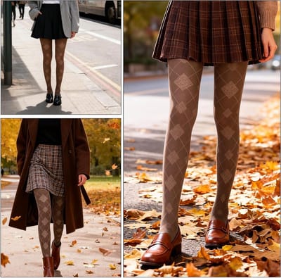 Dames Opaque Ruitpatroon Katoenen Slankmakende Panty voor Herfst en Winter, Ideaal voor Casual en Formele Outfits