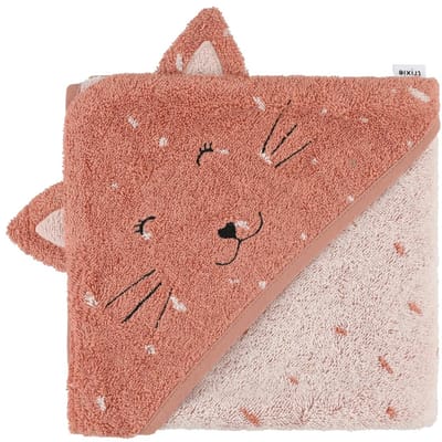 Trixie Badcape - Mrs. Cat - 75x75cm - 100% Biologisch Katoen - Hooded Towel - Handig formaat
