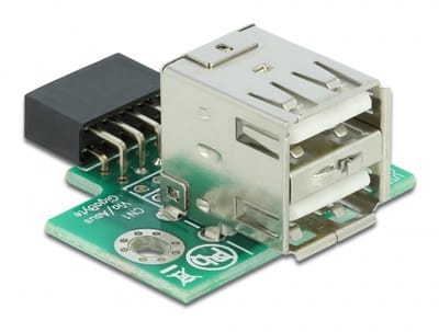 Delock USB Pin Header female > 2 x USB 2.0 Type-A female - up