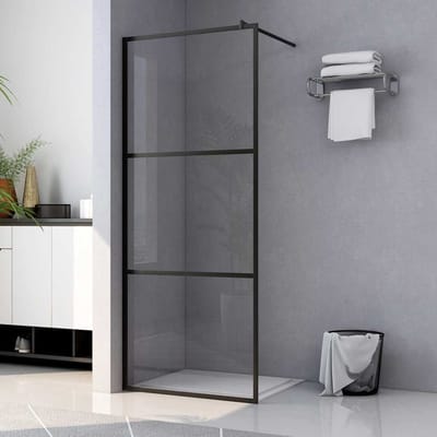 vidaXL - Inloopdouchewand - transparant - 100x195 - cm - ESG-glas - zwart