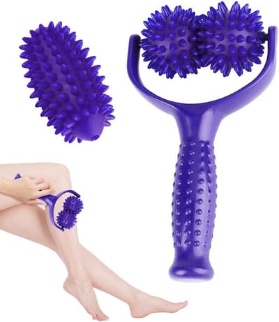 Allecto Plus - Massageroller met handvat voor spierpijn verlichting en ontspanning - Blauw