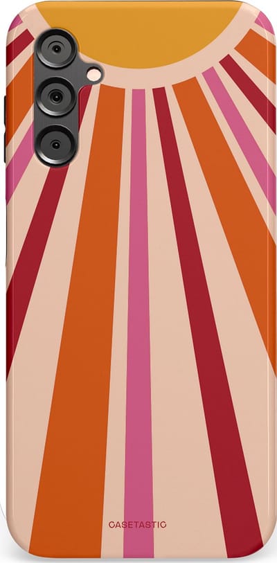 Casetastic Hoesje Geschikt voor Samsung A14 (5G/4G) - Stijlvolle Beschermende Duo-layer Case - Retro straal