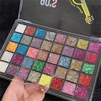 Body Gezicht Chunky Glitter Oogschaduw Palet, Roze Wit Zilver Gezicht Sprankelingen Glitter Oogschaduw Make-up Pailletten Zeemeermin Gezicht Lichaamshaar Glitter gray