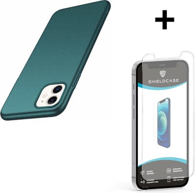 ShieldCase Ultra thin case geschikt voor Apple iPhone 12 Mini - 5.4 inch - groen + Glazen Screenprotector - Stijlvolle en Dunne Cover - Slank en Lichtgewicht Hoesje - Flexibele en Slanke Case - Lichtgewicht Telefoonhoes