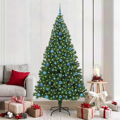 vidaXL - Kunstkerstboom - Groen - 210 - cm - PVC - en - Staal - en - Kunststof