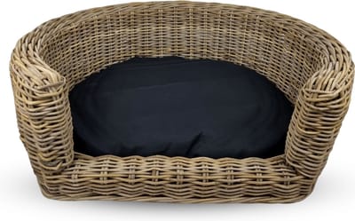Topmast Palermo - Luxe Rieten Hondenmand - Met Zwarte Hondenkussen - 87 x 80 x 33 cm - Hondenbed - Ook OUTDOOR