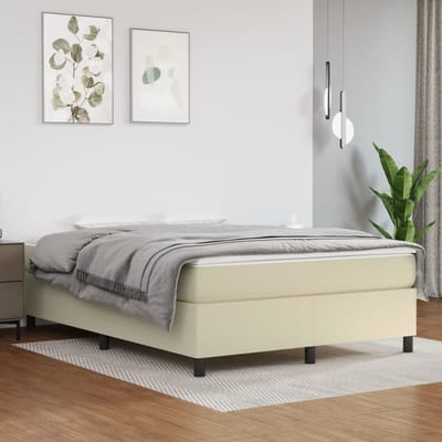 vidaXL - Boxspring - bed - kunstleer - crèmekleurig - 140x190 - cm