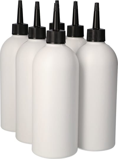 6 x Gerecyclede Plastic Fles 500 ml Tuitdop zwart - Rond- Gerecycled HDPE Kunststof - Onbreekbaar - ca. 70% minder Co2 uitstoot door gerecycled materiaal - 6 stuks