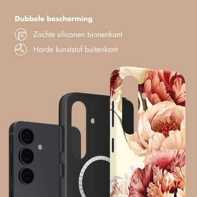 Selencia Hoesje - Geschikt voor Samsung Galaxy S24 - Backcover met Magnetische Ring - Vintage Peony