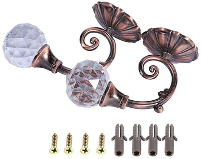 Dailygoods- Gordijnhouders 2-delig - Metalen Gordijnhouders - Kristallen Bol 3 cm - Muurbevestiging - Draperie-Tiebacks - Gewicht per stuk 167 gr - Draperiehouders