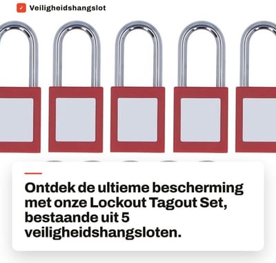 Dailygoods - Veiligheidshangslot - Lockout Tagout Set - Verchroomd Nylon - 38mm - Beschrijfbaar Label - Veiligheidsslot - Geschikt voor Industrieel, C...
