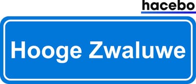 Hacebo - Plaatsnaam Sticker - 29x10 CM - Hooge Zwaluwe sticker - Verkeersborden sticker - grappige cadeaus - Hooge Zwaluwe