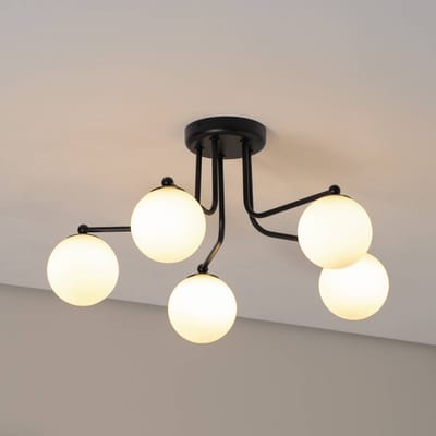 SOLLUX LIGHTING Astral plafondlamp, zwart, lengte 64 cm, staal/glas