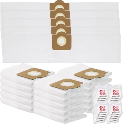 SPARES2GO SMS Stofzakken compatibel met DeWalt DXV23PTA 23L DXV38S 38L DXV20PA 20L Nat & Droog Stofzuiger (Pack van 20 + Verfrissers)