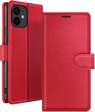 Zanae, Hoesje geschikt voor iPhone 12 mini - Wallet Case & Magneetsluiting, Rood
