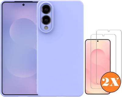 Hoesje geschikt voor Samsung Galaxy S25 Edge Hoesje siliconen Lila zacht siliconen hoesje TPU - met Samsung S25 Edge Screenprotector - 2 stuks