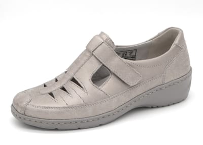 Waldläufer Dames Bandschoen - 607501-131-070 Lichtgrijs Metallic - Wijdte K - Maat 5 (38)