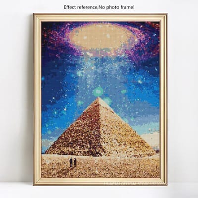 Diamant schilderij landschap volledige ronde diamant borduurwerk volledige weergave piramide afbeelding 20X30CM blue