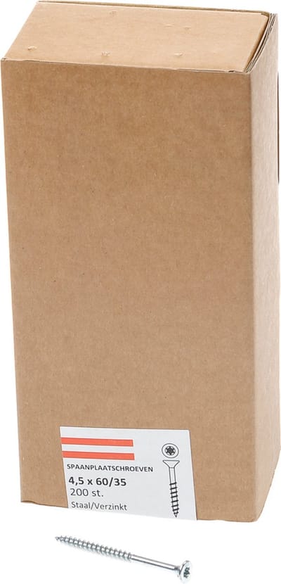 Hoenderdaal Spaanplaatschroef verzinkt platverzonken kop TX25 deeldraad 4.5X60/35 (per 200 stuks)