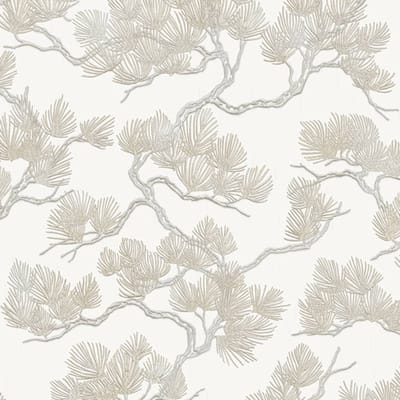 DUTCH WALLCOVERINGS Behang Pine Tree wit