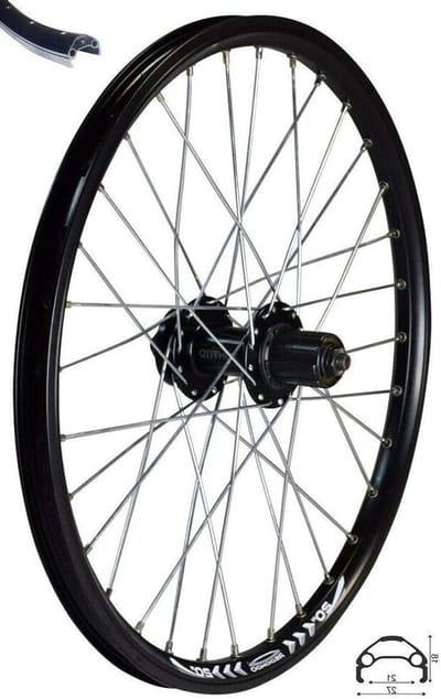 Achterwiel 20 inch - Loopfietswiel Schijfrem - Fietsreparatie Onderhoud - Holle Kamer Velg - 20 Inch 135mm - Zwart