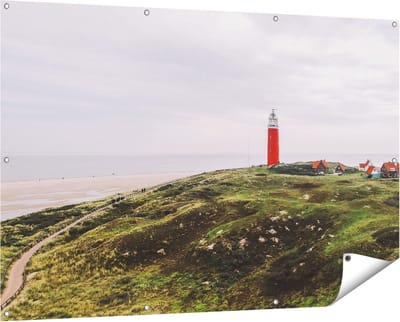 Gards Tuinposter Vuurtoren Texel - 150x100 cm - Tuindoek - Tuindecoratie - Wanddecoratie buiten - Tuinschilderij