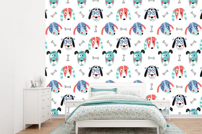 Behang - Fotobehang Jongens - Patronen - Hond - Breedte 360 cm x hoogte 260 cm