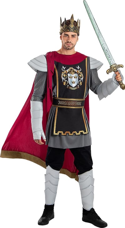 Funidelia | Deluxe Koning Arthurkostuum Voor voor mannen - Middeleeuwse, Middeleeuwen, Ridder, Knight - Kostuum voor Volwassenen Accessoire verkleedkleding en rekwisieten voor Halloween, carnaval & feesten - Maat M - Bordeaux rood