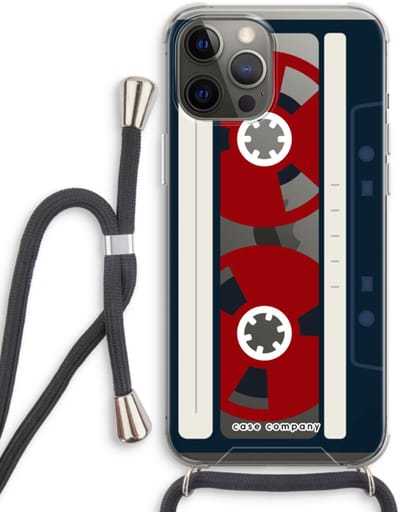 Case Company® - Hoesje met koord geschikt voor iPhone 12 Pro hoesje met Koord - Here's your tape - Telefoonhoesje met Zwart Koord - Bescherming aan alle Kanten en Over de Schermrand