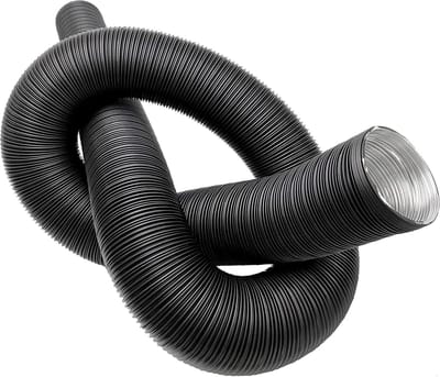Zwarte Flexibele Aluminium Afvoerslang 150 mm Diameter - 2,5 Meter Lang