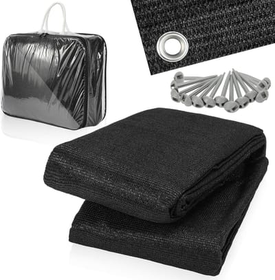 Voortenttapijt - Campingmat luifel - Kamperen buiten - Ademend antislip - 250 x 400 cm - Zwart