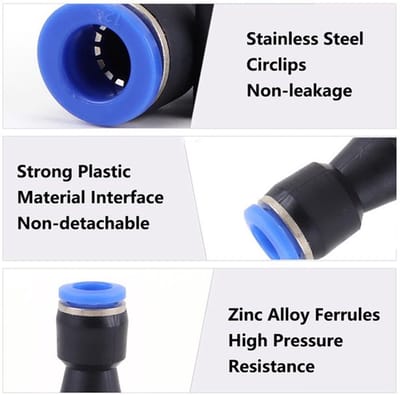 Pneumatische Connector - 2 Stuks - Elbow/Straight/Y Type/T Type - Snelle Verbinding - Voor Polyethyleen/Nylon/PU-Buizen - Max. Druk 10 Bar - Luchtfitting