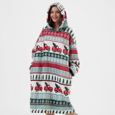 DRIVING-HOME - hoodie 70x110 cm - volwassenen - hoodie deken - kerst - multicolour