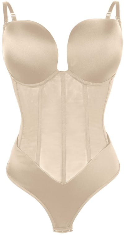 Bandage bodysuit met beha - shapewear - buikcontrole - open rug - vormend ondergoed - strak corrigerend lichaamspak -kleur -S