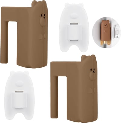 Deurbescherming - Kinderbeveiliging - 2 Stuks - Deurstoppers -Vingerbescherming - Deurklem -deurstopper - Deurbeveiliging - Deurstop - Kinderbeveiliging Deur - Deurvastzetter - Deurwig - Deurbuffer voor binnen en buiten - Deurclip met kleine beer
