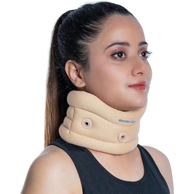 Wonder Care Coton Wc- Collier Cervical Souple Réglable Collier Support de Cou Attelle, Support de Cou Collier Cervical Souple Attelle de Cou Pour Douleur au Cou- Moyen M gray