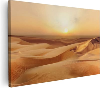 Artaza Canvas Schilderij Zandduinen - 30x20 cm - Klein - Wanddecoratie Woestijn - Muurdecoratie Zon - Kamer Accessoires Landschap