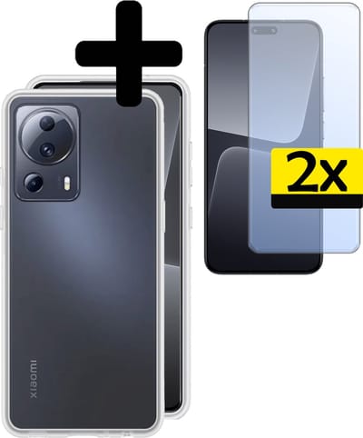 Hoesje - Met 2x Screenprotector - Geschikt voor Xiaomi 13 Lite - Sterk & Shockproof - Back Cover - Siliconen Case - Telefoon Hoes - Telefoonhoesjes - Transparant
