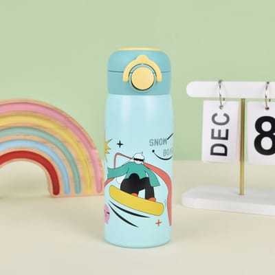 Nouvelle Tasse Thermos Mignonne de Dessin Animé Acier Inoxydable Mignonne Tasse à Paille Étudiante Portable avec Haut Niveau d'Apparence Tasse à Boire Droite 400ml