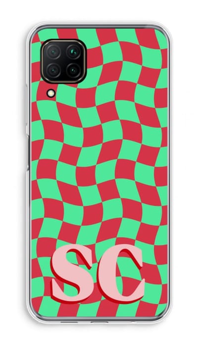 Gepersonaliseerd - Case Company® - Hoesje geschikt voor Huawei P40 Lite hoesje - Grid Monogram - Soft Cover Telefoonhoesje - Bescherming aan alle Kanten en Schermrand