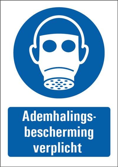 Ademhalingsbescherming verplicht bord met tekst 148 x 210 mm
