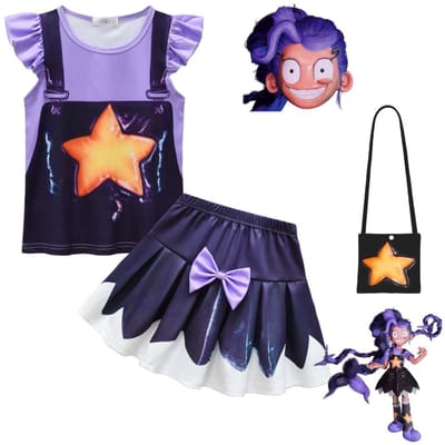 Nouveau Ensemble T-shirt et Jupe Cosplay Bobi Time Lily pour Enfants Filles Sac Masque Halloween Personnage de Jeu Costume Style Dessin Animé Vêtements Filles 110CM pink