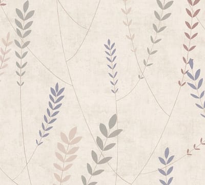 TAKJES EN BLADEREN BEHANG | Grafisch - Beige Blauw Grijs - A.S. Création Nordic Feeling