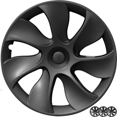 Wieldoppen geschikt voor Tesla Model Y - 19 inch - Cycloon- Mat zwarte - 4 stuks